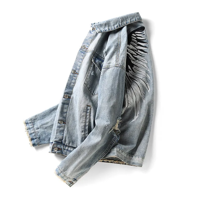 Wing Embroidered Denim Jacket