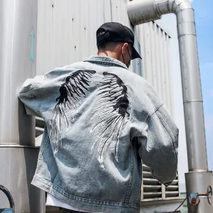 Wing Embroidered Denim Jacket