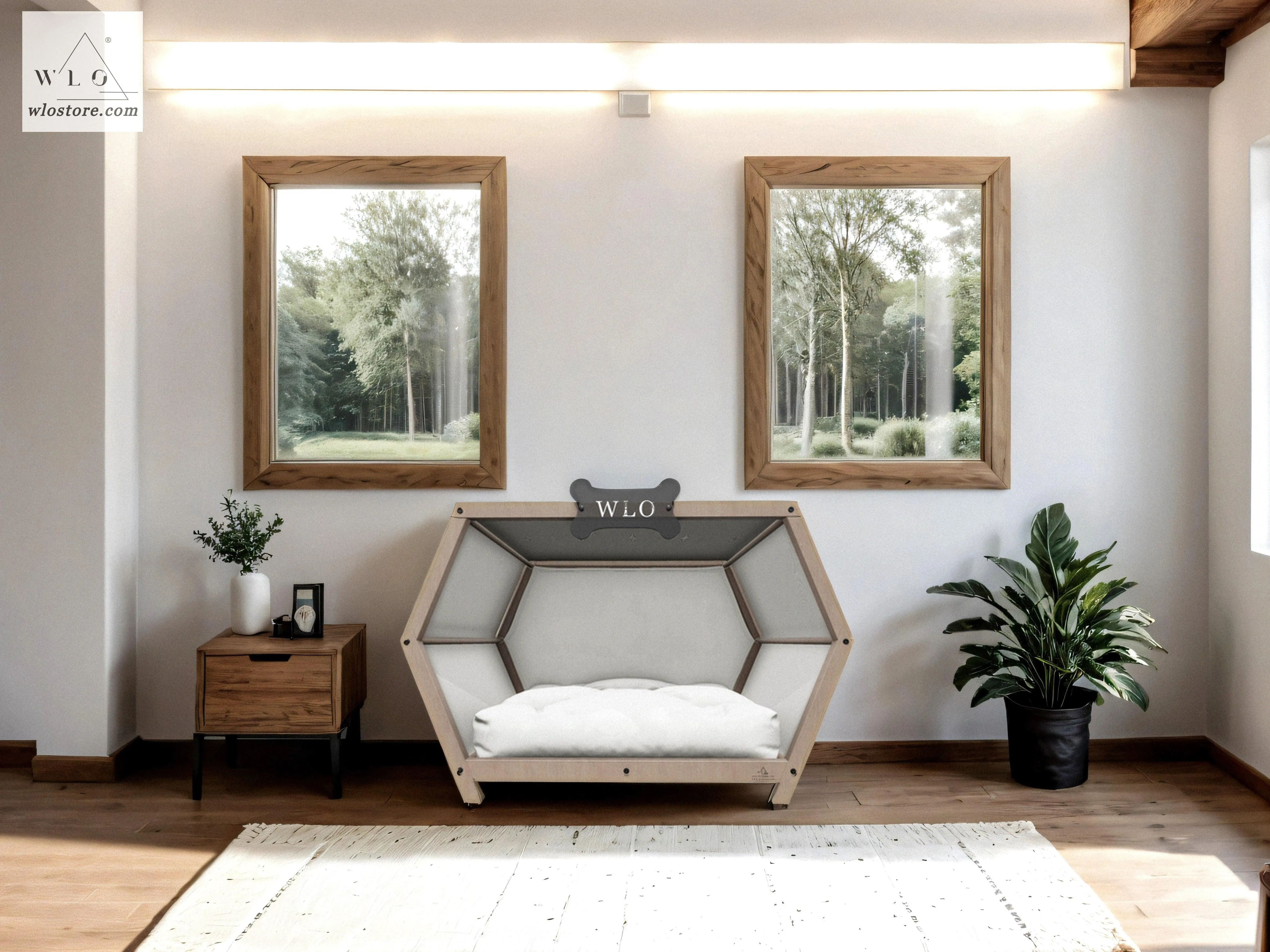 WLO® Natural Hexxon Elevated Modern Dog House