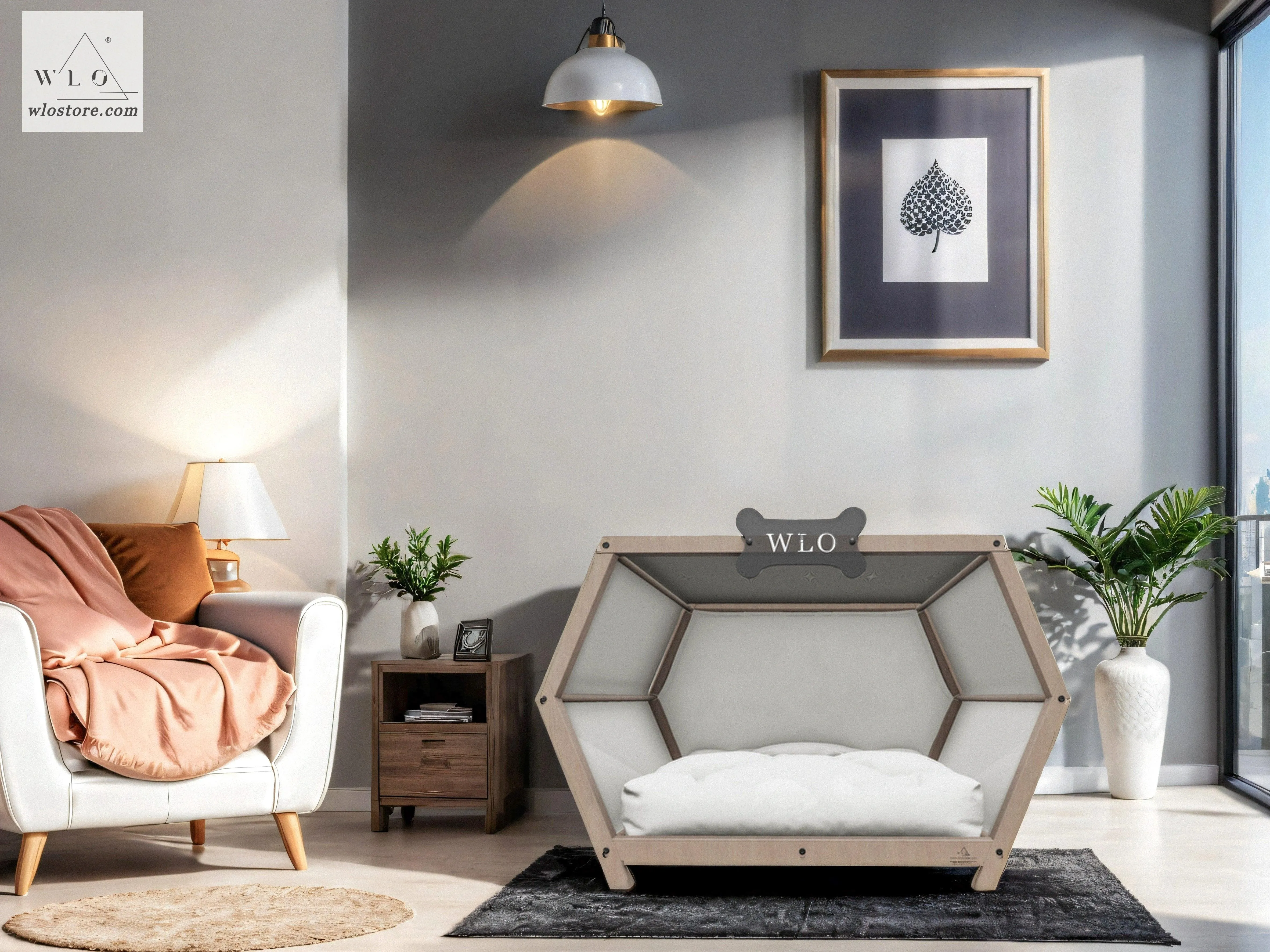 WLO® Natural Hexxon Elevated Modern Dog House