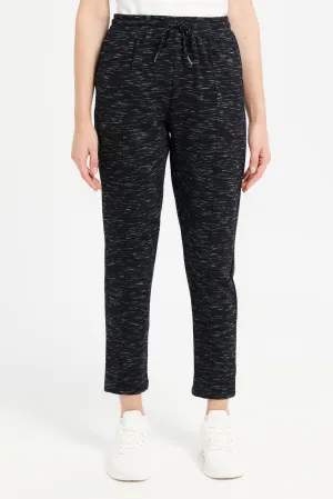 Women Black Track Pants With Pocket