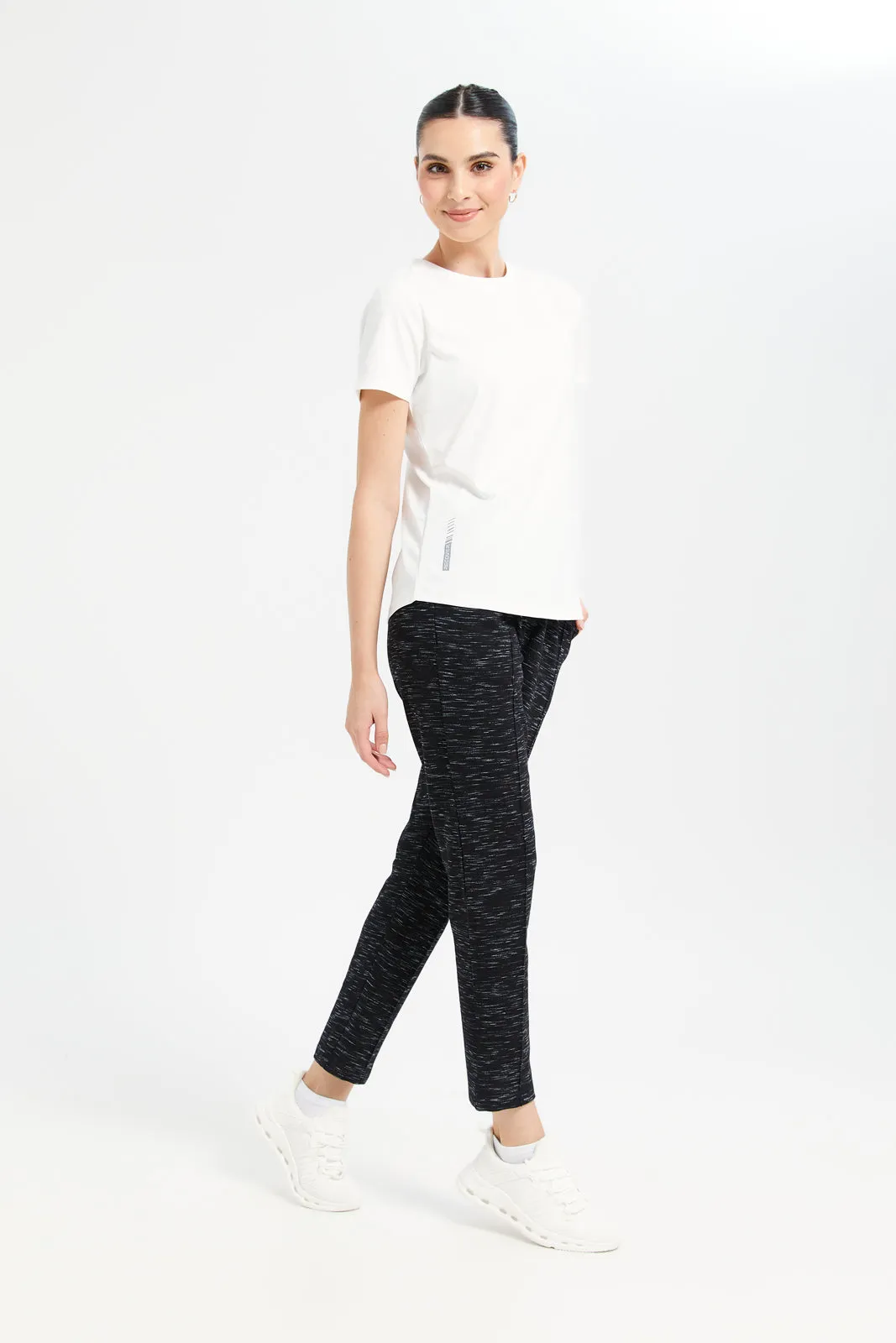 Women Black Track Pants With Pocket