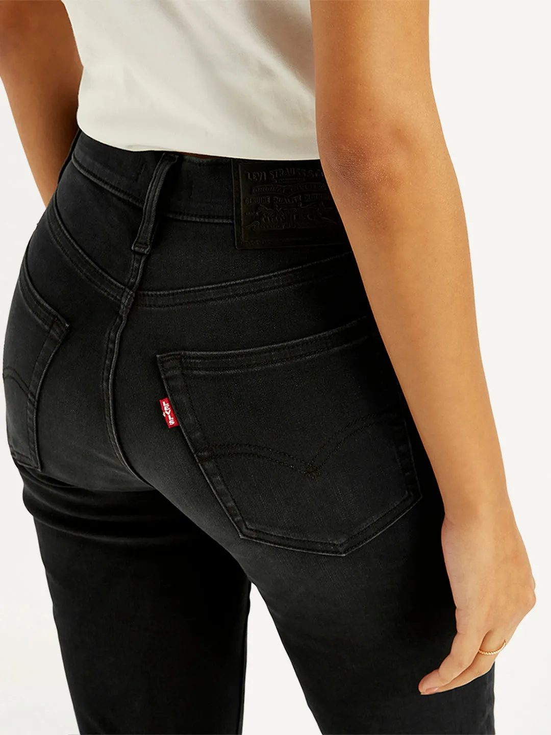 Women's High Rise 724 Slim Fit Black Jeans