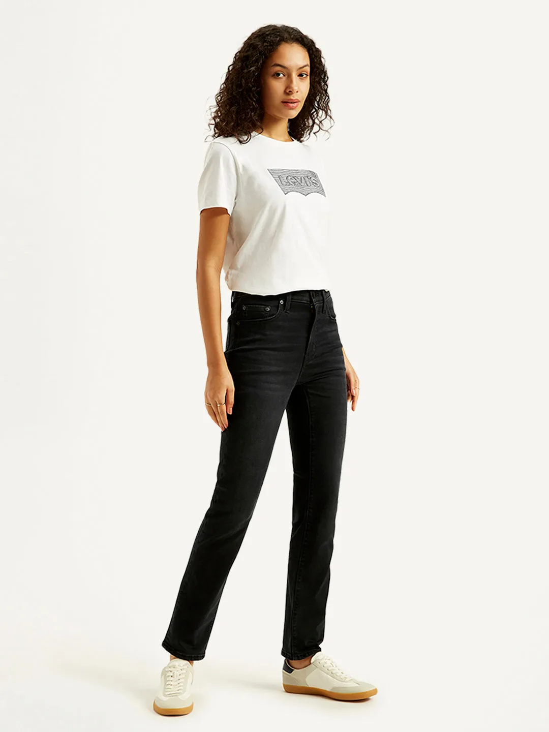 Women's High Rise 724 Slim Fit Black Jeans