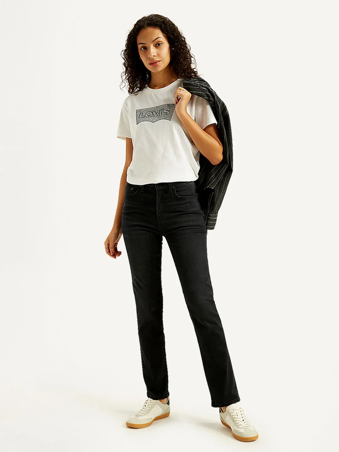 Women's High Rise 724 Slim Fit Black Jeans