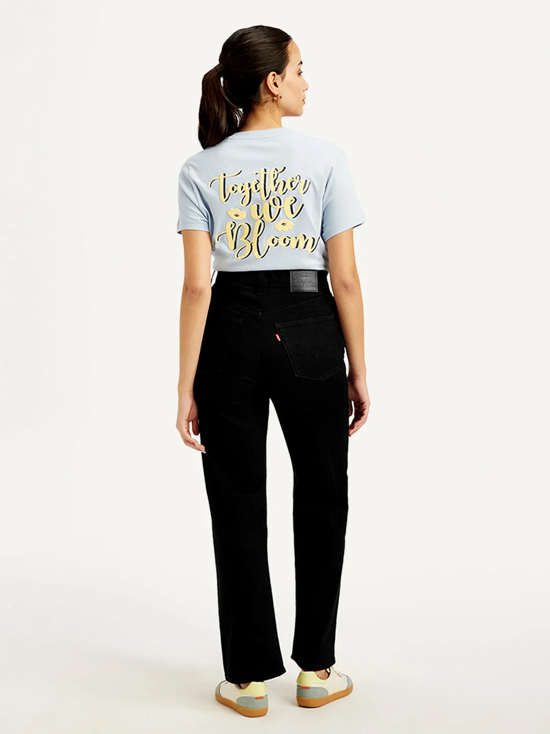 Women's High Rise Ribcage Straight Black Jeans