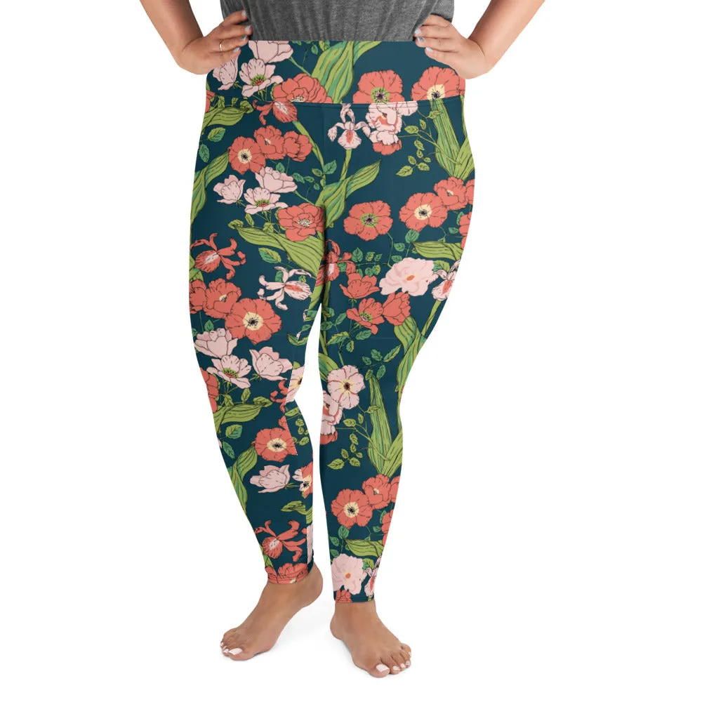 Women's Plus Size Swim Leggings UPF 50 2XL-6XL - Seychelles Floral