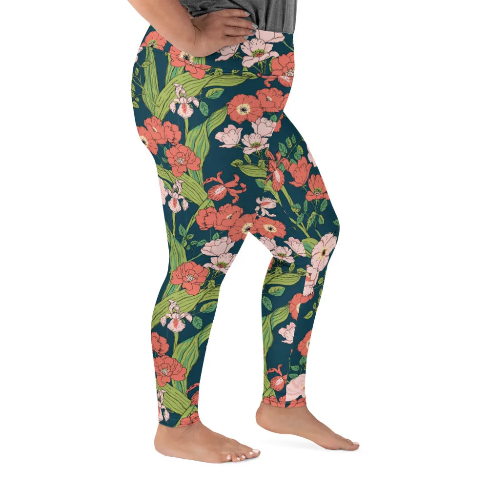 Women's Plus Size Swim Leggings UPF 50 2XL-6XL - Seychelles Floral