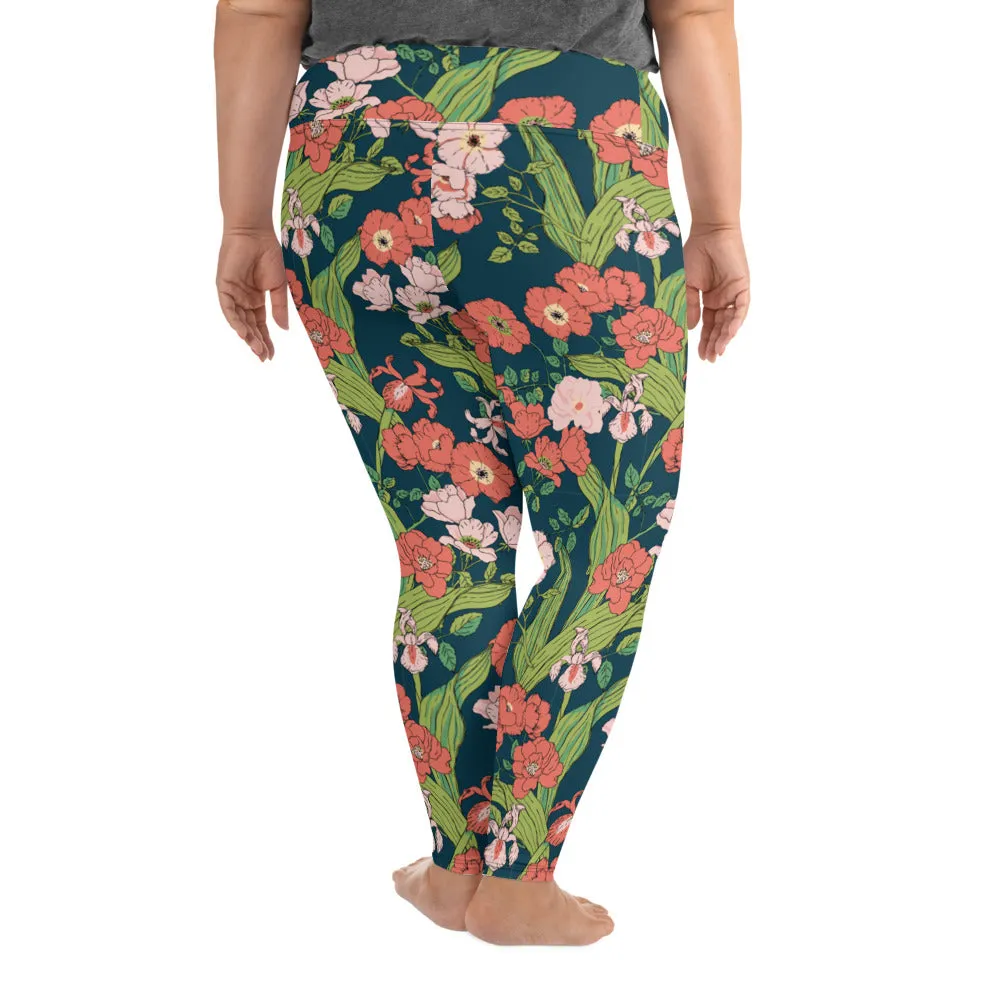 Women's Plus Size Swim Leggings UPF 50 2XL-6XL - Seychelles Floral