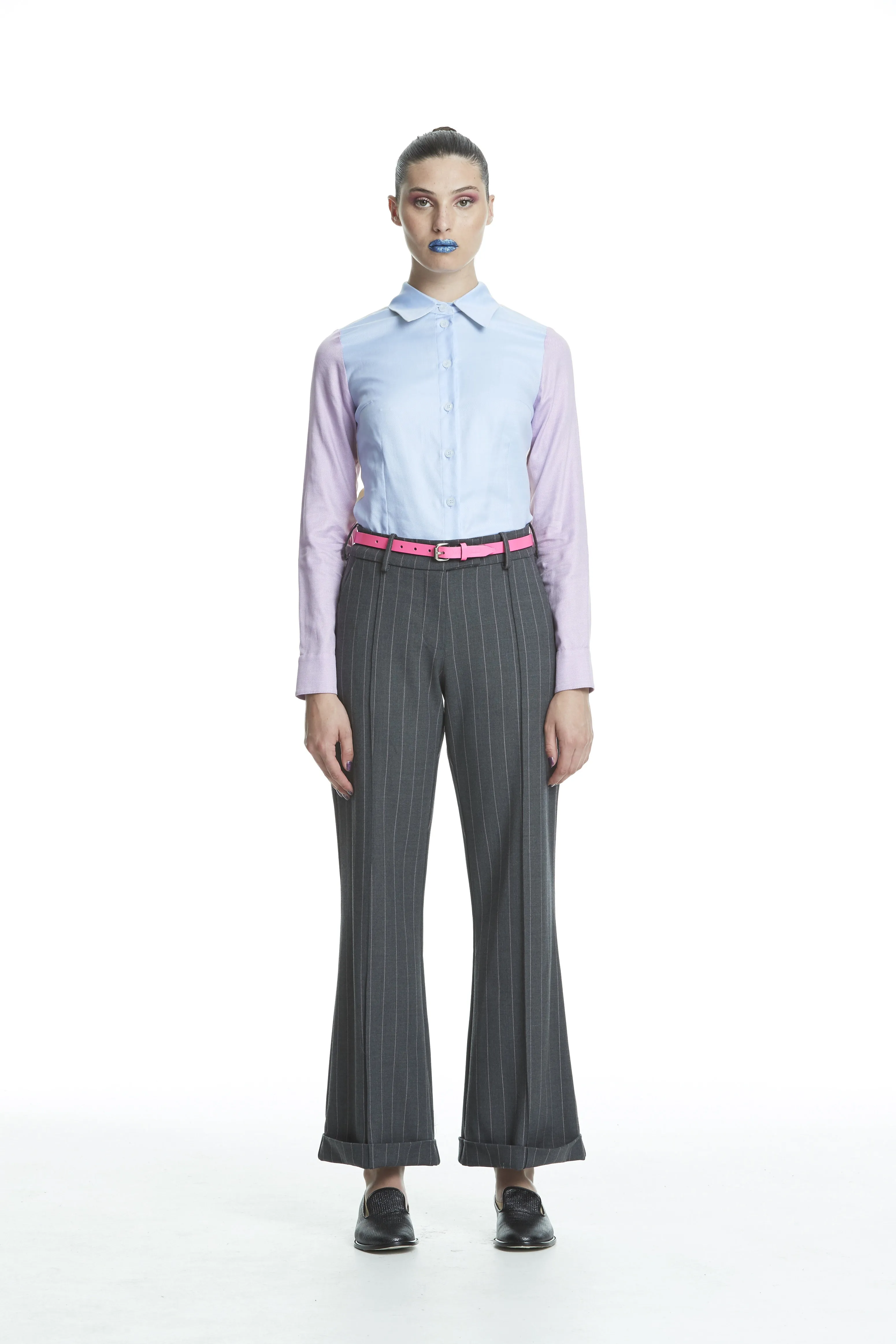 WORLD 4453 The Advertiser Trouser Charcoal Stripe