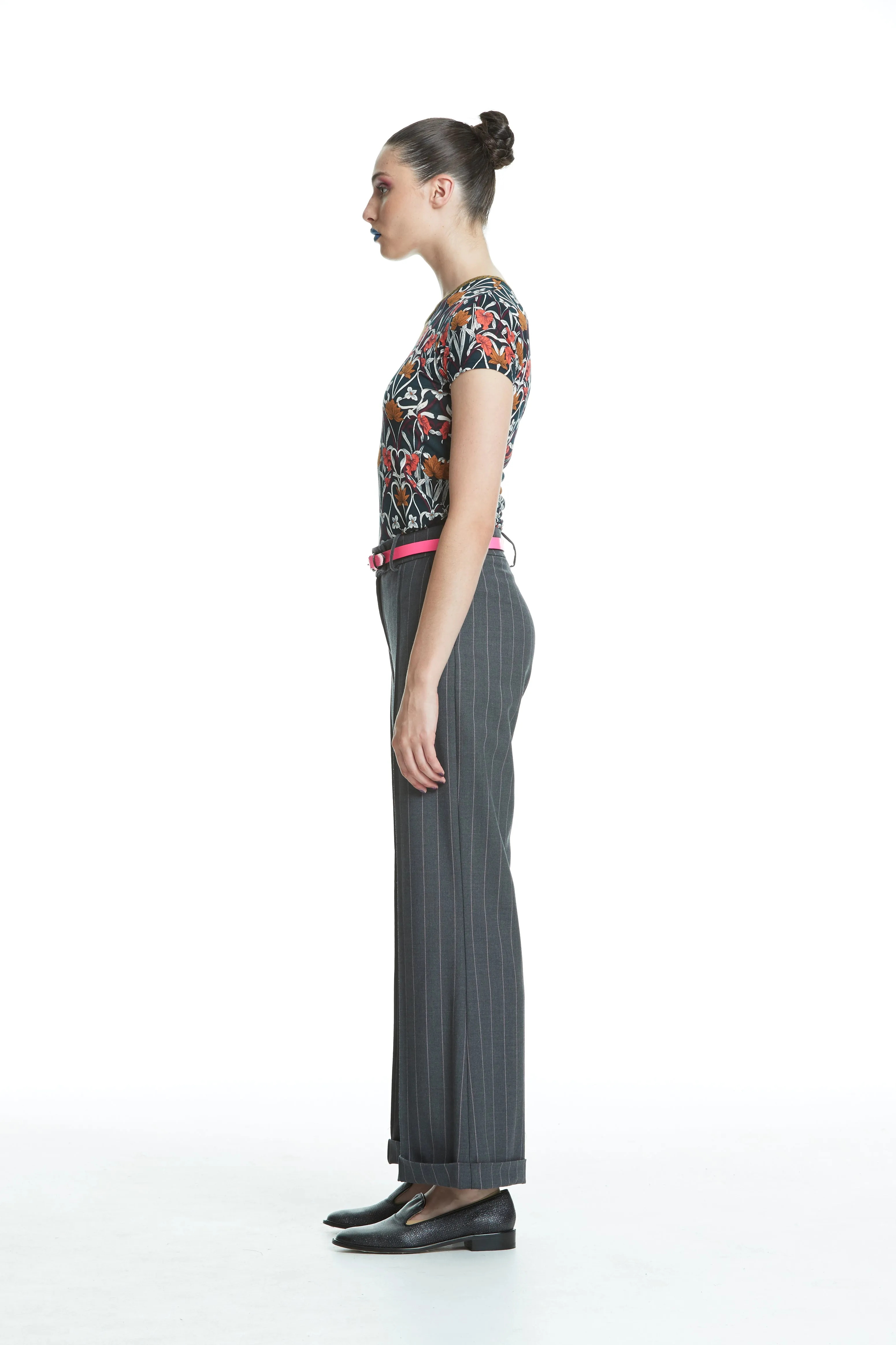 WORLD 4453 The Advertiser Trouser Charcoal Stripe