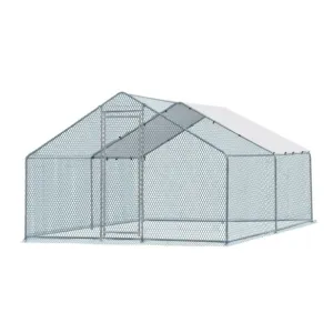 ZUN 13 x 10 ft Large Metal Chicken Coop, Walk-in Poultry Cage Chicken Hen Run House with Waterproof 12202232