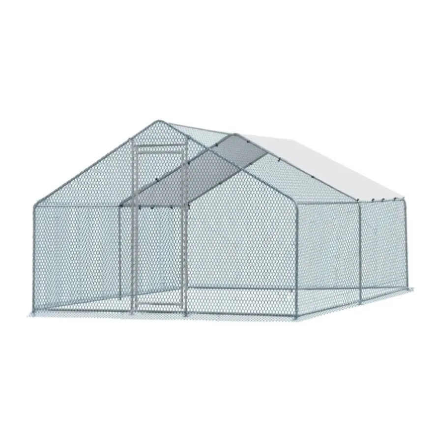 ZUN 13 x 10 ft Large Metal Chicken Coop, Walk-in Poultry Cage Chicken Hen Run House with Waterproof 12202232